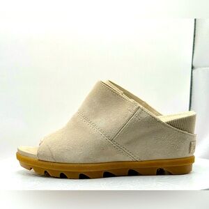 Sorel Cream Mules with Tan Sole